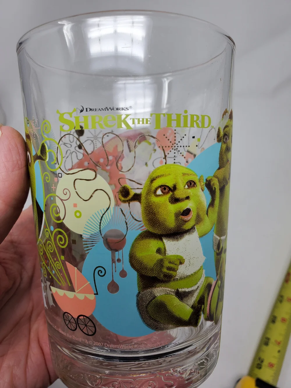 Shrek Character McDonalds Glass Cup - Green Shrek Print